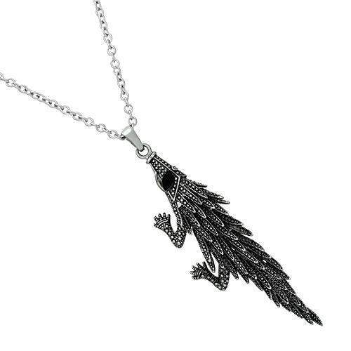 TK1124 - High polished (no plating) Stainless Steel Pendant with Top Grade Crystal in Jet - Alamode - Flyclothing LLC