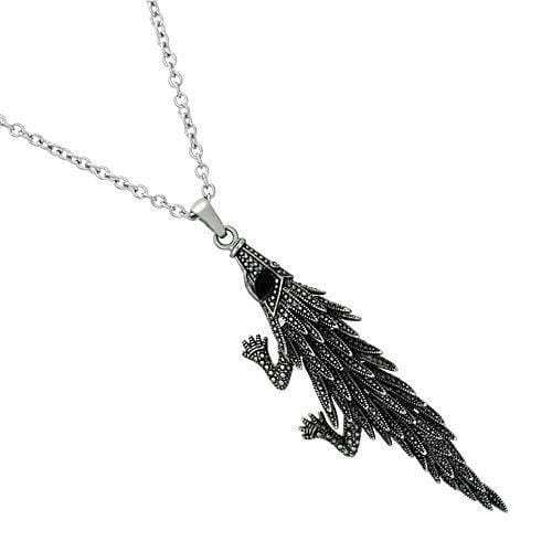 TK1124 - High polished (no plating) Stainless Steel Pendant with Top Grade Crystal in Jet - Alamode - Flyclothing LLC