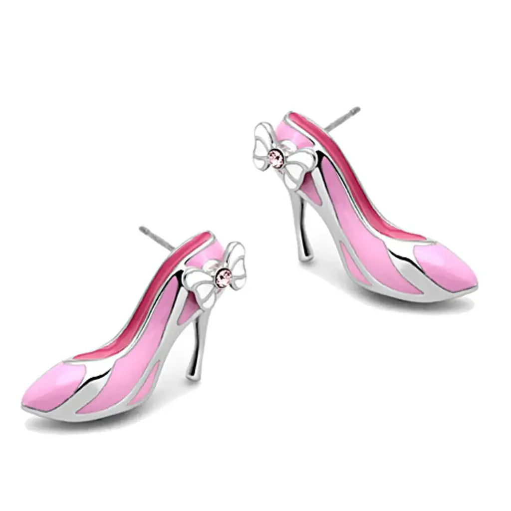 TK1129 - High polished (no plating) Stainless Steel Earrings with Top Grade Crystal in Rose - Alamode - Flyclothing LLC