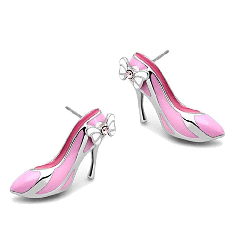 TK1129 - High polished (no plating) Stainless Steel Earrings with Top Grade Crystal in Rose - Alamode - Flyclothing LLC