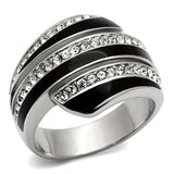 TK1134 - High polished (no plating) Stainless Steel Ring with Top Grade Crystal in Clear - Alamode - Flyclothing LLC