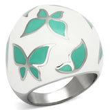 TK1137 - High polished (no plating) Stainless Steel Ring with Epoxy in Emerald - Alamode - Flyclothing LLC