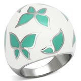 TK1137 - High polished (no plating) Stainless Steel Ring with Epoxy  in Emerald - Alamode