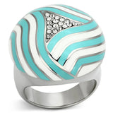 TK1138 - High polished (no plating) Stainless Steel Ring with Top Grade Crystal in Clear - Alamode - Flyclothing LLC