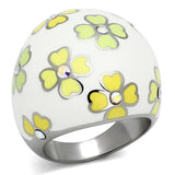 TK1139 - High polished (no plating) Stainless Steel Ring with Top Grade Crystal in Aurora Borealis (Rainbow Effect) - Alamode - Flyclothing LLC