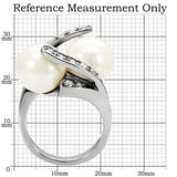 TK113 - High polished (no plating) Stainless Steel Ring with Synthetic Pearl in White
