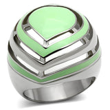 TK1140 - High polished (no plating) Stainless Steel Ring with Epoxy  in Emerald - Alamode