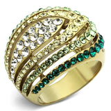 TK1145 - IP Gold(Ion Plating) Stainless Steel Ring with Top Grade Crystal  in Multi Color - Alamode