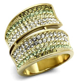 TK1146 - IP Gold(Ion Plating) Stainless Steel Ring with Top Grade Crystal  in Multi Color - Alamode
