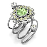 TK1148 - High polished (no plating) Stainless Steel Ring with Top Grade Crystal  in Peridot - Alamode