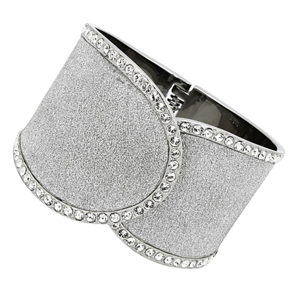 TK1152 - High polished (no plating) Stainless Steel Bangle with Top Grade Crystal  in Clear - Alamode