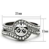 TK1155 - High polished (no plating) Stainless Steel Ring with Top Grade Crystal  in Clear - Alamode