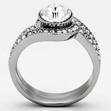TK1155 - High polished (no plating) Stainless Steel Ring with Top Grade Crystal in Clear - Alamode - Flyclothing LLC