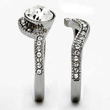 TK1155 - High polished (no plating) Stainless Steel Ring with Top Grade Crystal in Clear - Alamode - Flyclothing LLC