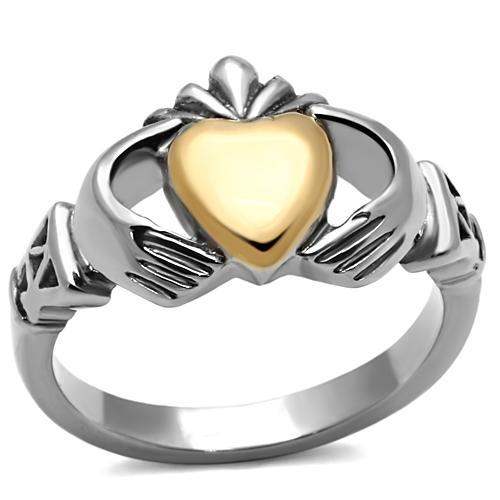 TK1156 - Two-Tone IP Rose Gold Stainless Steel Ring with No Stone - Alamode - Flyclothing LLC