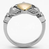 TK1156 - Two-Tone IP Rose Gold Stainless Steel Ring with No Stone - Alamode - Flyclothing LLC