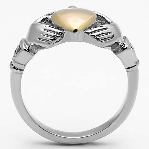 TK1156 - Two-Tone IP Rose Gold Stainless Steel Ring with No Stone - Alamode - Flyclothing LLC