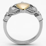 TK1156 - Two-Tone IP Rose Gold Stainless Steel Ring with No Stone - Alamode
