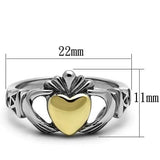 TK1157 - Two-Tone IP Gold (Ion Plating) Stainless Steel Ring with No Stone - Alamode