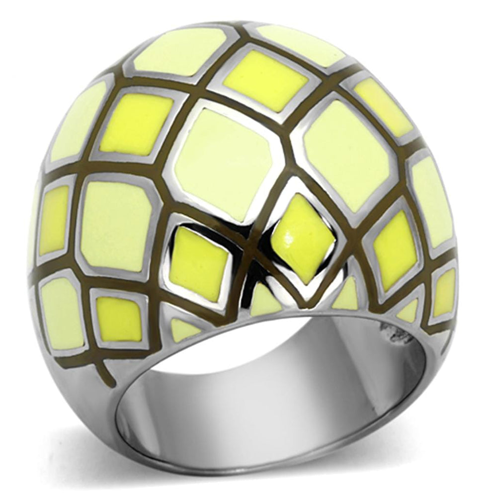 TK1173 - High polished (no plating) Stainless Steel Ring with Epoxy  in Multi Color - Alamode