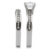 TK1175 - High polished (no plating) Stainless Steel Ring with AAA Grade CZ in Clear - Alamode - Flyclothing LLC