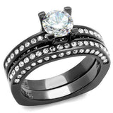 TK1175LJ - IP Light Black (IP Gun) Stainless Steel Ring with AAA Grade CZ in Clear - Alamode - Flyclothing LLC