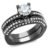 TK1175LJ - IP Light Black  (IP Gun) Stainless Steel Ring with AAA Grade CZ  in Clear - Alamode