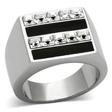 TK1177 - High polished (no plating) Stainless Steel Ring with Top Grade Crystal  in Clear