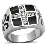 TK1179 - High polished (no plating) Stainless Steel Ring with Top Grade Crystal  in Clear - Alamode