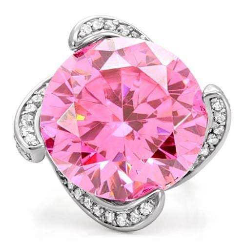 TK117 - High polished (no plating) Stainless Steel Ring with AAA Grade CZ in Rose - Alamode - Flyclothing LLC