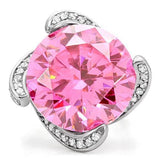 TK117 - High polished (no plating) Stainless Steel Ring with AAA Grade CZ  in Rose - Alamode