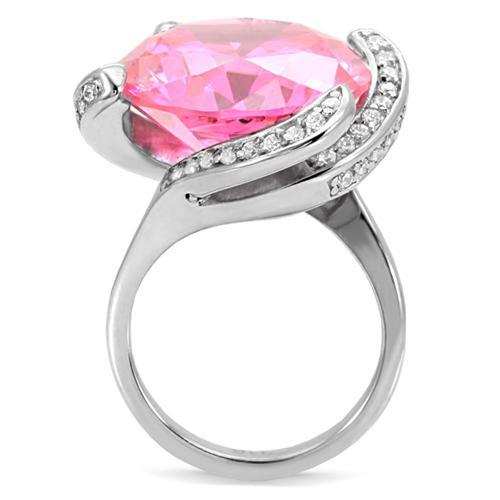 TK117 - High polished (no plating) Stainless Steel Ring with AAA Grade CZ in Rose - Alamode - Flyclothing LLC