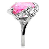 TK117 - High polished (no plating) Stainless Steel Ring with AAA Grade CZ in Rose - Alamode - Flyclothing LLC