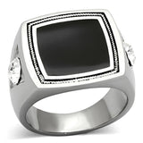 TK1182 - High polished (no plating) Stainless Steel Ring with Top Grade Crystal  in Clear - Alamode