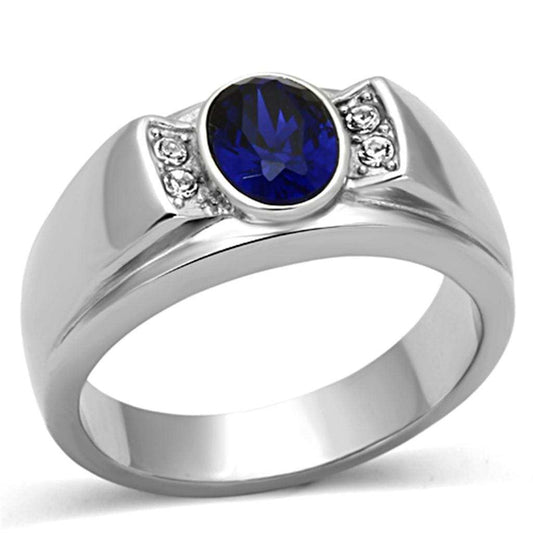 TK1184 - High polished (no plating) Stainless Steel Ring with Synthetic Synthetic Glass in Montana - Alamode - Flyclothing LLC