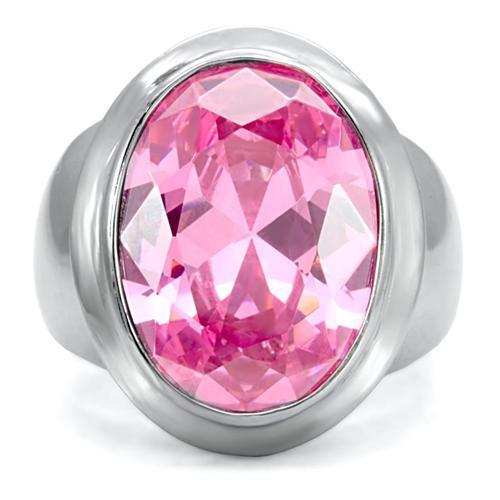 TK118 - High polished (no plating) Stainless Steel Ring with AAA Grade CZ in Rose - Alamode - Flyclothing LLC