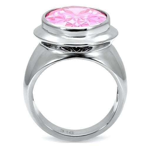 TK118 - High polished (no plating) Stainless Steel Ring with AAA Grade CZ in Rose - Alamode - Flyclothing LLC