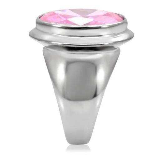 TK118 - High polished (no plating) Stainless Steel Ring with AAA Grade CZ in Rose - Alamode - Flyclothing LLC