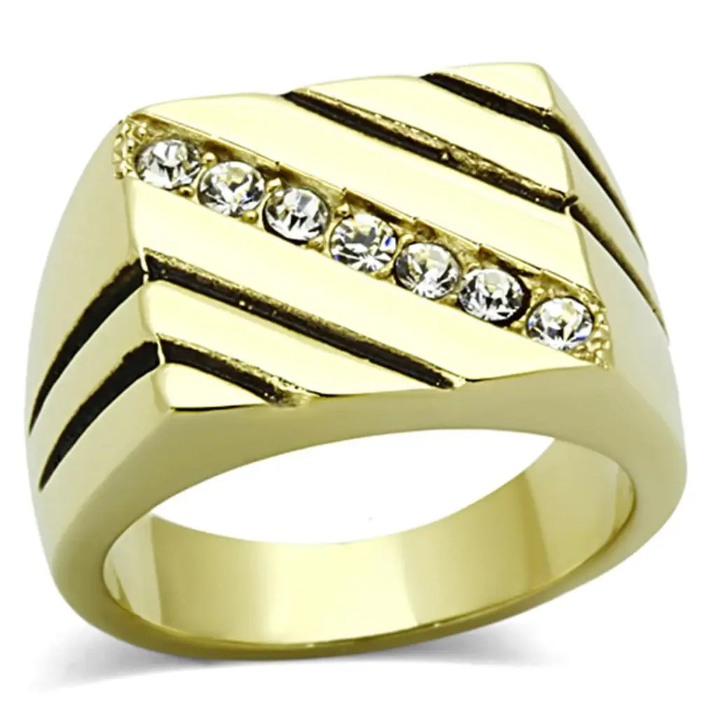 TK1190 - IP Gold(Ion Plating) Stainless Steel Ring with Top Grade Crystal in Clear - Alamode - Flyclothing LLC