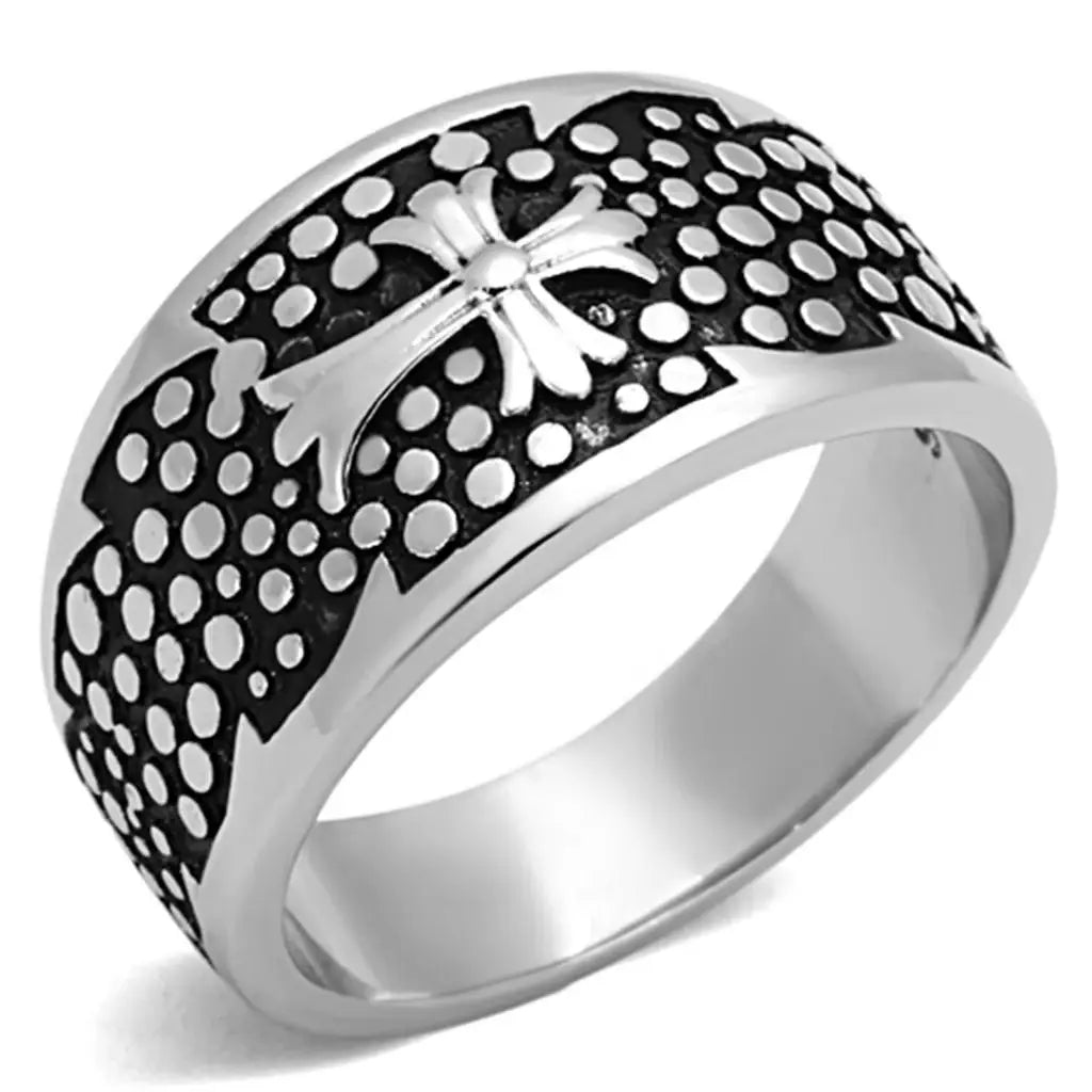 TK1196 - High polished (no plating) Stainless Steel Ring with Epoxy in Jet - Alamode - Flyclothing LLC