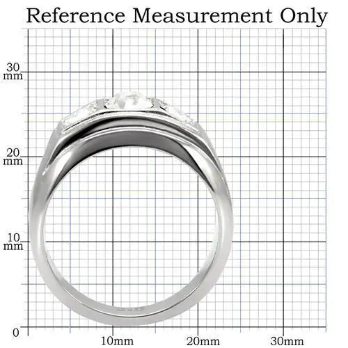 TK119 - High polished (no plating) Stainless Steel Ring with Top Grade Crystal in Clear - Alamode - Flyclothing LLC