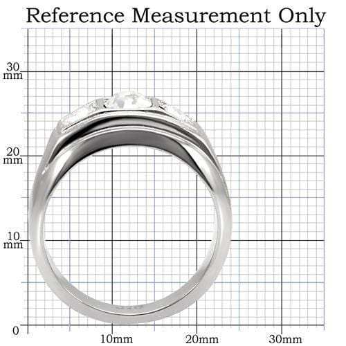 TK119 - High polished (no plating) Stainless Steel Ring with Top Grade Crystal in Clear - Alamode - Flyclothing LLC