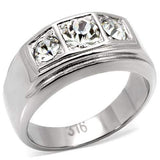 TK119 - High polished (no plating) Stainless Steel Ring with Top Grade Crystal in Clear - Alamode - Flyclothing LLC