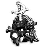 TK1204 - Two-Tone IP Black Stainless Steel Ring with Top Grade Crystal  in Black Diamond - Alamode