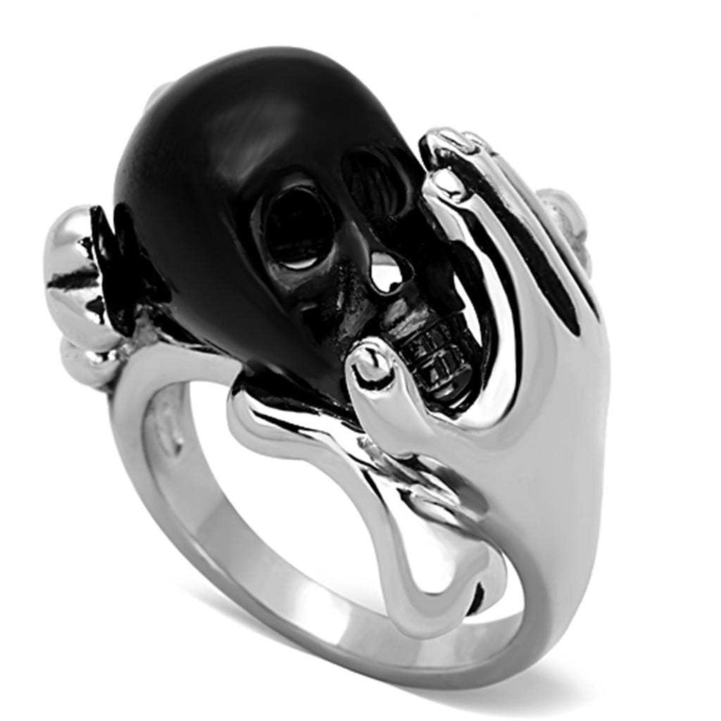 TK1206 - Two-Tone IP Black Stainless Steel Ring with Epoxy in Jet - Alamode - Flyclothing LLC