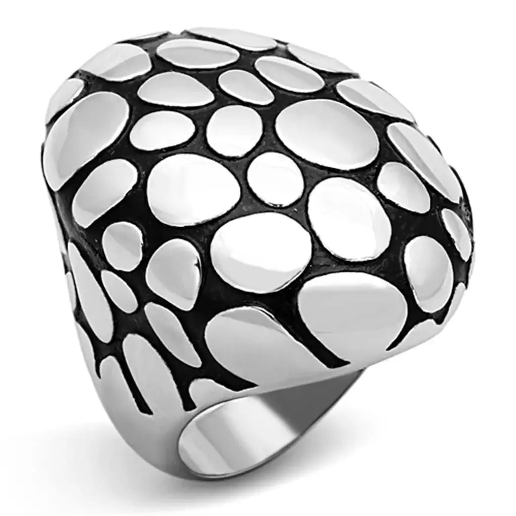 TK1208 - High polished (no plating) Stainless Steel Ring with Epoxy in Jet - Alamode - Flyclothing LLC