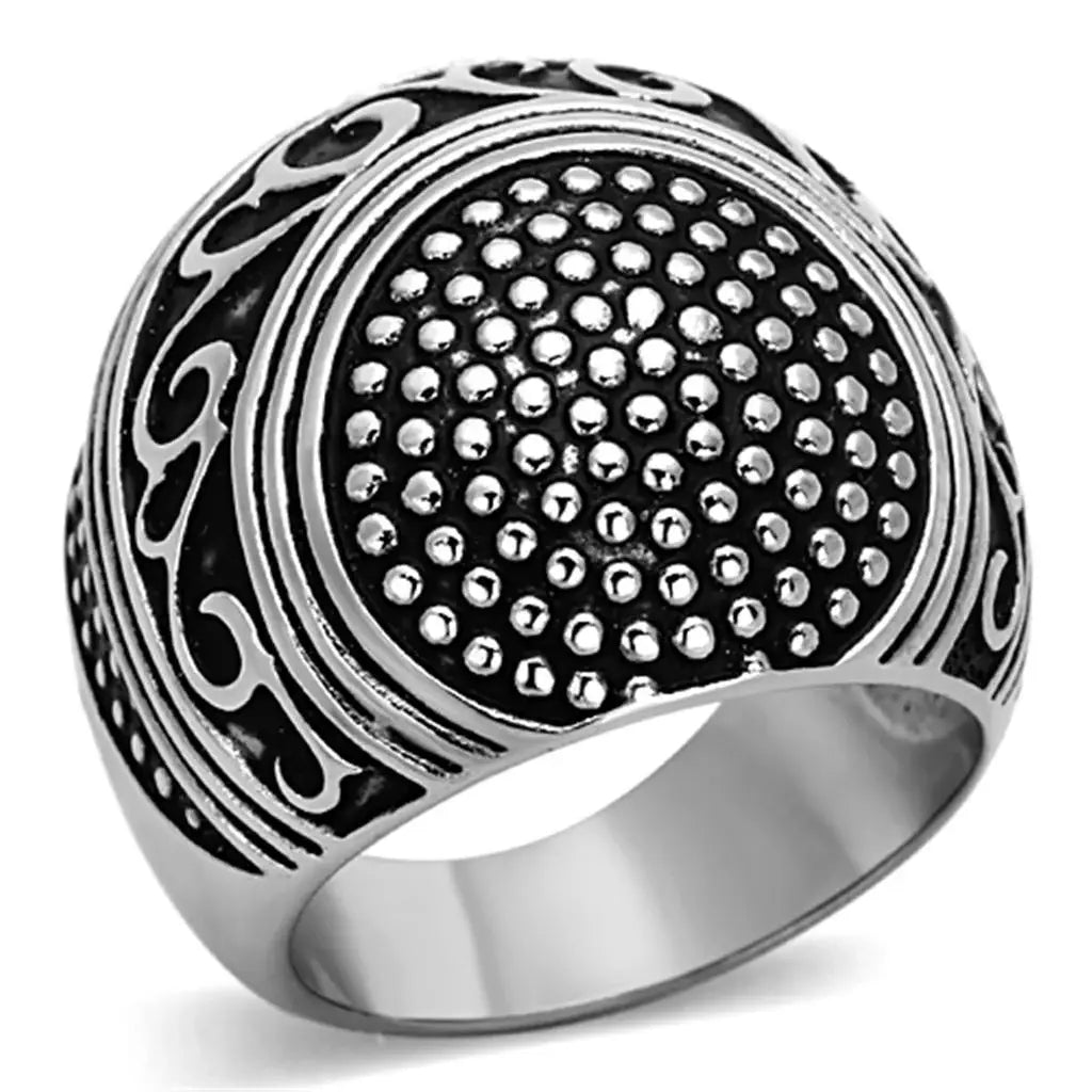 TK1212 - High polished (no plating) Stainless Steel Ring with Epoxy in Jet - Alamode - Flyclothing LLC