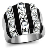 TK1213 - High polished (no plating) Stainless Steel Ring with Top Grade Crystal  in Clear - Alamode