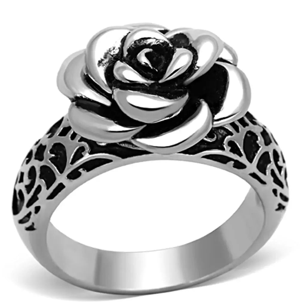 TK1217 - High polished (no plating) Stainless Steel Ring with Epoxy in Jet - Alamode - Flyclothing LLC