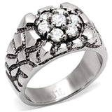 TK121 - High polished (no plating) Stainless Steel Ring with AAA Grade CZ in Clear - Alamode - Flyclothing LLC